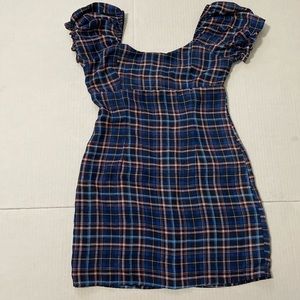 Plaid Altar'd State Puff Sleeve Mini Dress